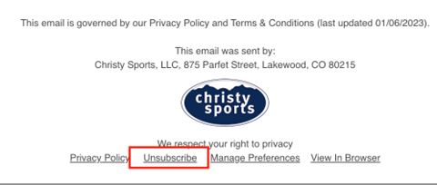 Email unsubscribe directions